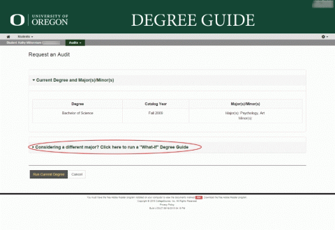 To view your progress toward a different degree, use the &quot;What If&quot; degree guide.